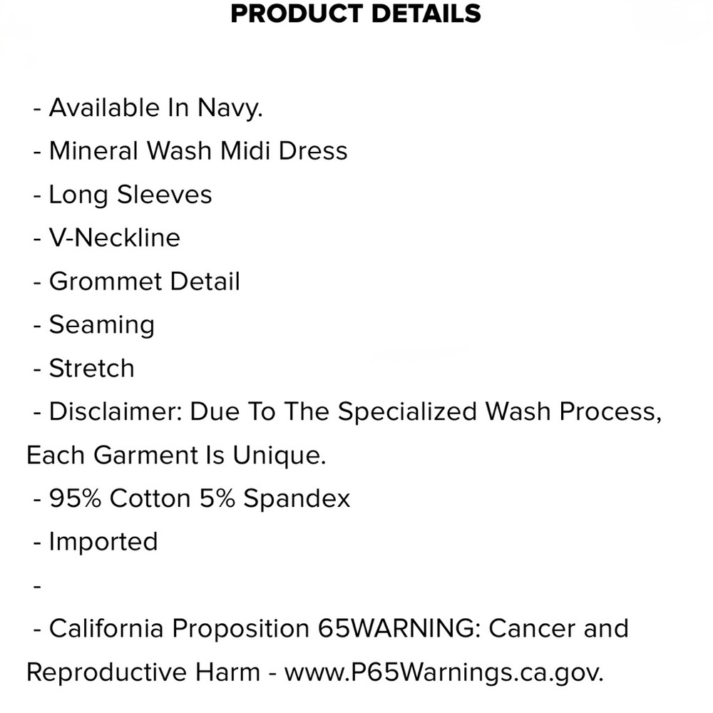 Fashion Nova “Noa” Mineral Wash Midi Dress - Navy - Picture 4 of 5